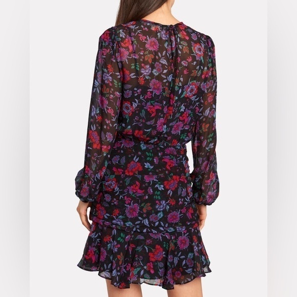 VERONICA BEARD Robin floral ruffle crepe mini dress 0 NWT - Picture 4 of 9